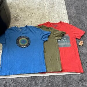 Bundle of 3 Lucky Brand Blue, Olive, and Red Short Sleeve Tees